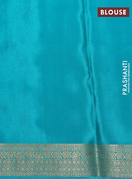 Pure mysore silk saree pink and teal blue with allover zari woven checked pattern and zari woven border