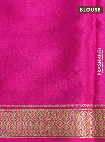 Pure mysore silk saree blue and pink with allover zari woven checked pattern and zari woven border