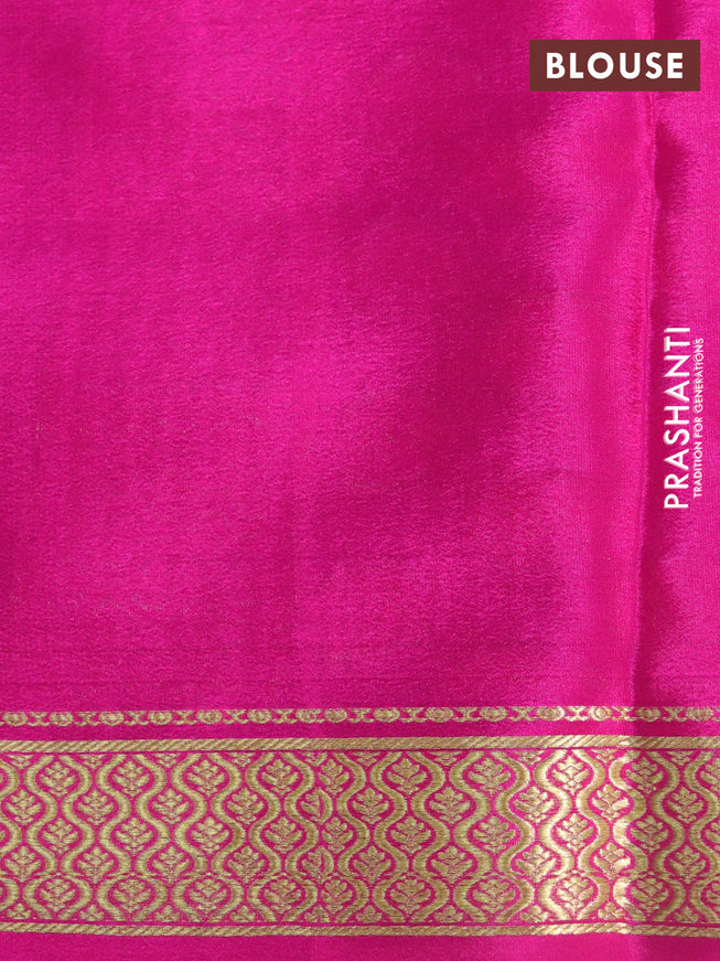 Pure mysore silk saree blue and pink with allover zari woven checked pattern and zari woven border