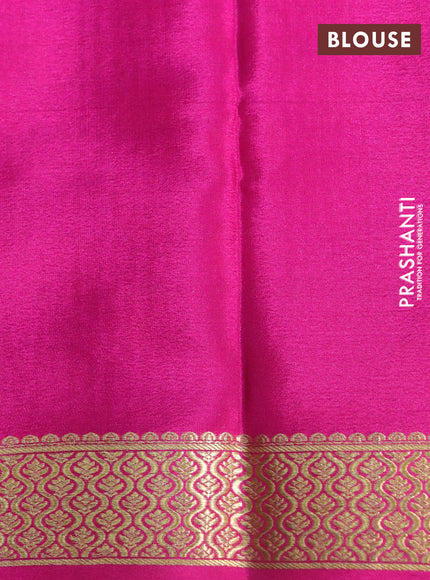 Pure mysore silk saree green and pink with allover zari woven checked pattern and zari woven border