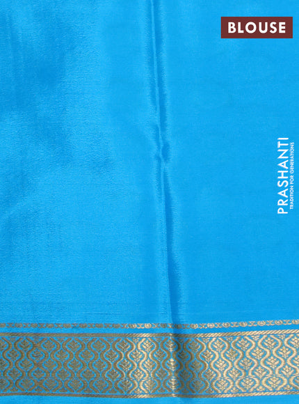 Pure mysore silk saree purple shade and cs blue with allover zari woven checked pattern and zari woven border