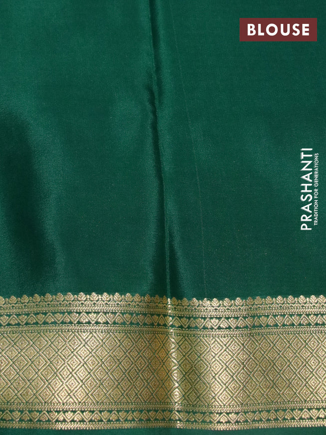 Pure mysore silk saree magenta pink and dark green with allover zari checks & buttas and zari woven border