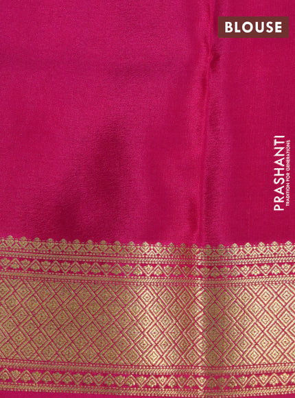 Pure mysore silk saree yellow and pink with allover zari checks & buttas and zari woven border