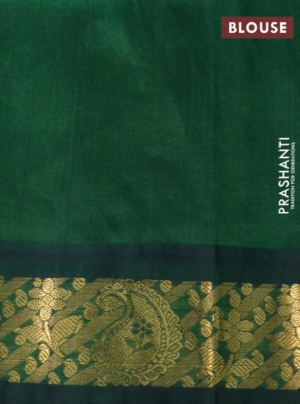 Silk cotton saree mustard yellow and green with allover kalamkari prints and zari woven korvai border