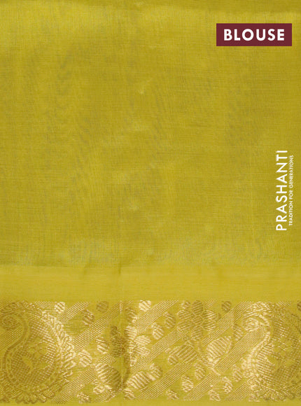 Silk cotton saree maroon and lime yellow with allover kalamkari prints and zari woven korvai border