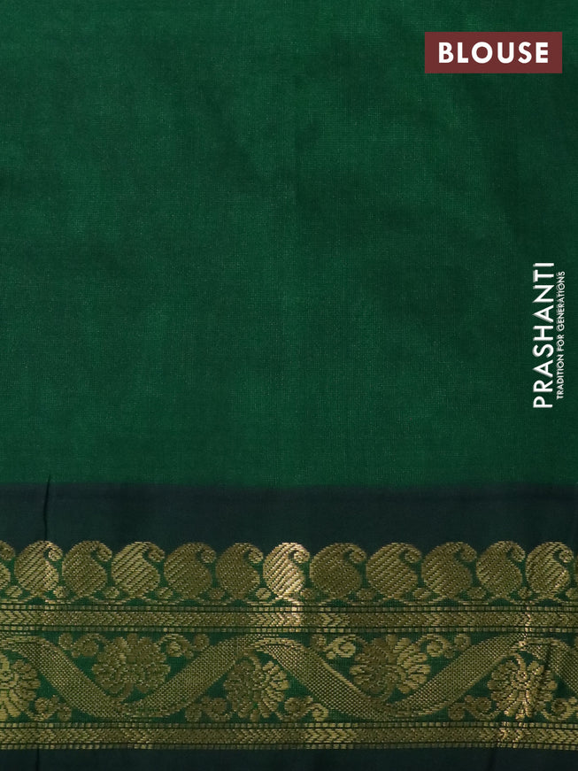 Silk cotton saree pink and green with allover kalamkari prints and paisley zari woven korvai border