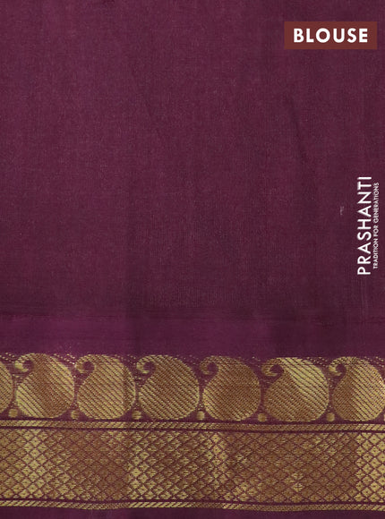 Silk cotton saree pink shade and wine shade with allover kalamkari prints and paisley zari woven korvai border