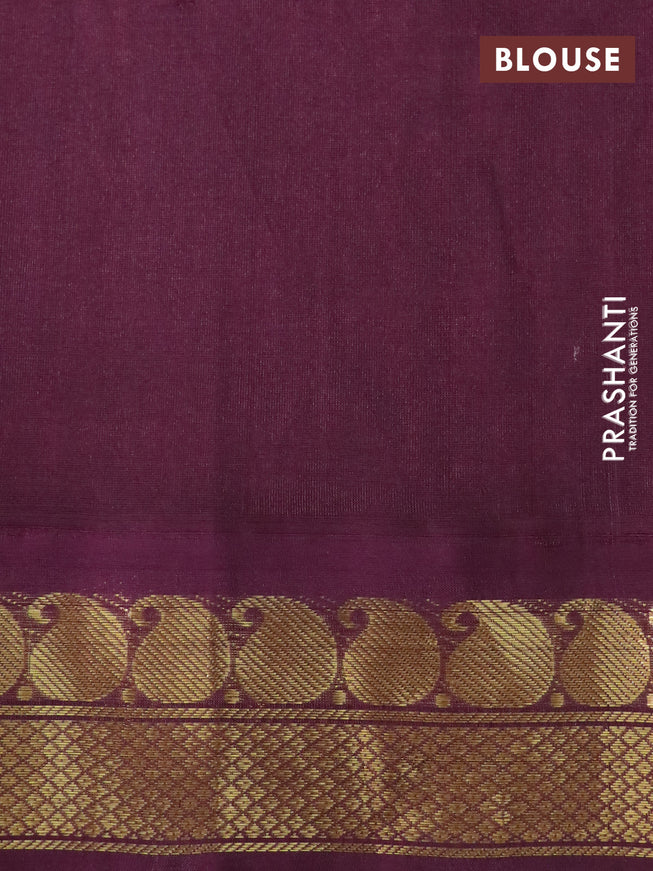 Silk cotton saree pink shade and wine shade with allover kalamkari prints and paisley zari woven korvai border