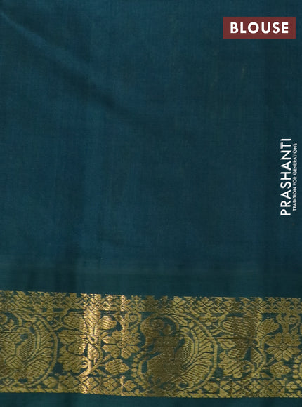 Silk cotton saree lime yellow and dark green with allover kalamkari prints and zari woven korvai border