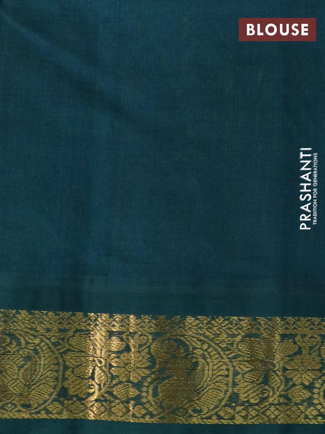 Silk cotton saree lime yellow and dark green with allover kalamkari prints and zari woven korvai border