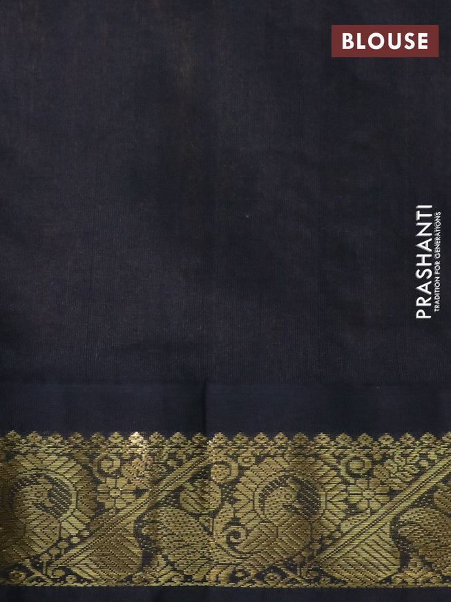 Silk cotton saree mustard yellow and black with allover kalamkari prints and zari woven korvai border