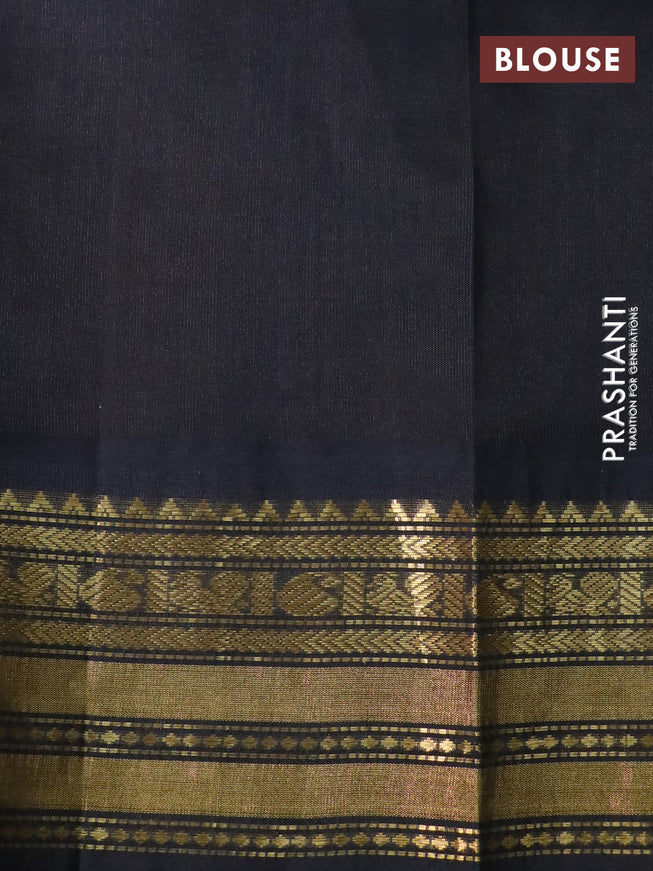 Silk cotton saree mustard yellow and black with allover kalamkari prints and zari woven korvai border