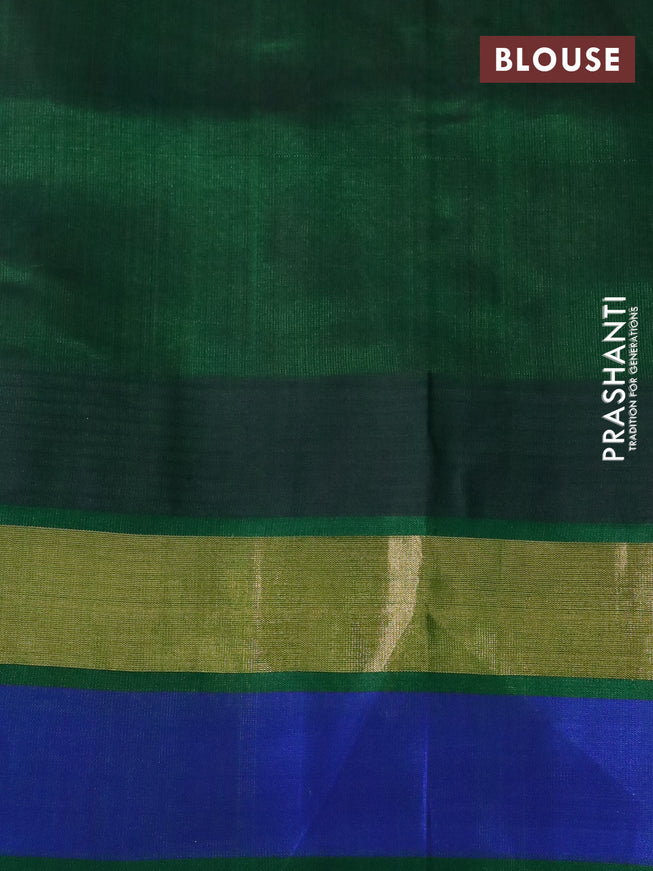 Silk cotton saree pink and green with allover kalamkari prints and temple deisgn zari woven simple border