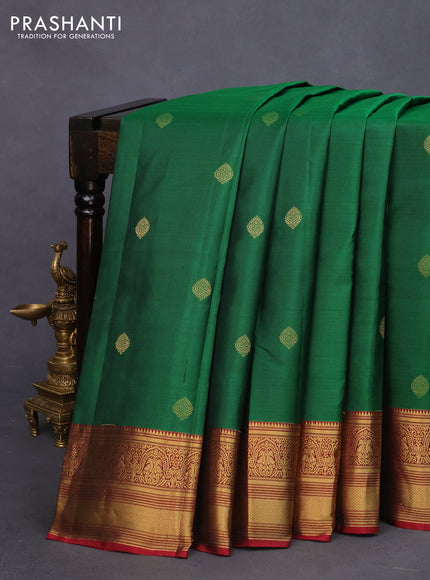 Pure kanchipuram silk saree green and maroon with zari woven buttas and zari woven border