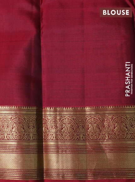 Pure kanchipuram silk saree green and maroon with zari woven buttas and zari woven border