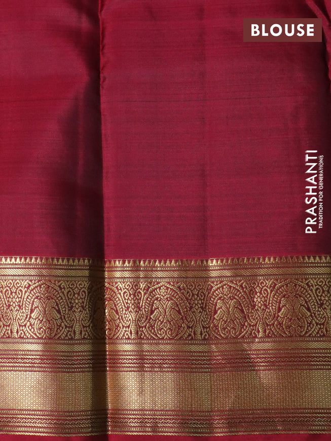 Pure kanchipuram silk saree green and maroon with zari woven buttas and zari woven border