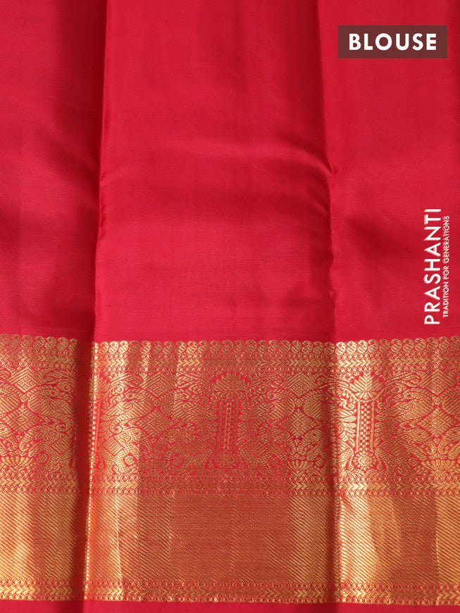 Pure kanchipuram silk saree black and red with zari woven buttas and long zari woven korvai border