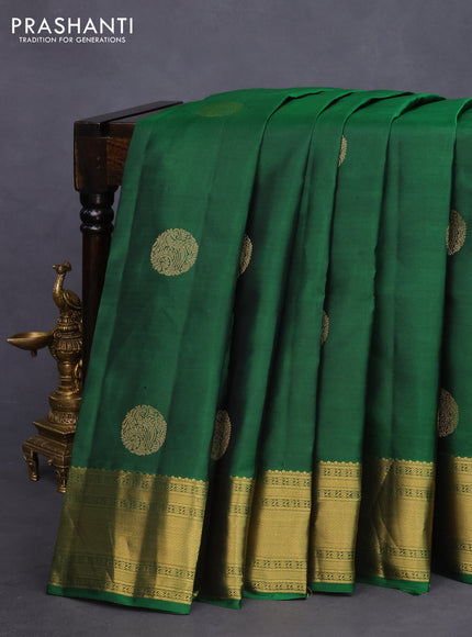 Pure kanchipuram silk saree green with zari woven buttas and zari woven border