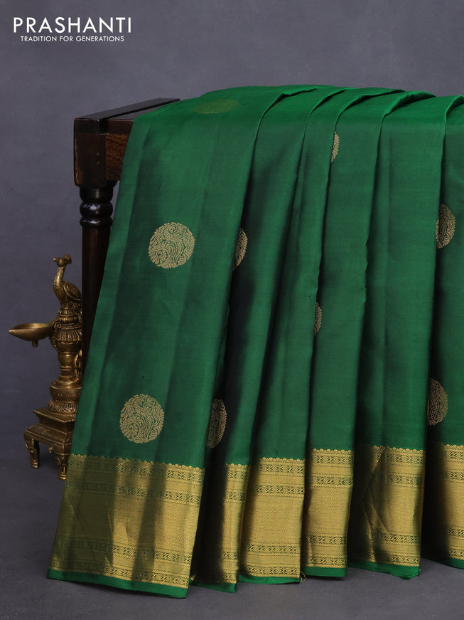 Pure kanchipuram silk saree green with zari woven buttas and zari woven border