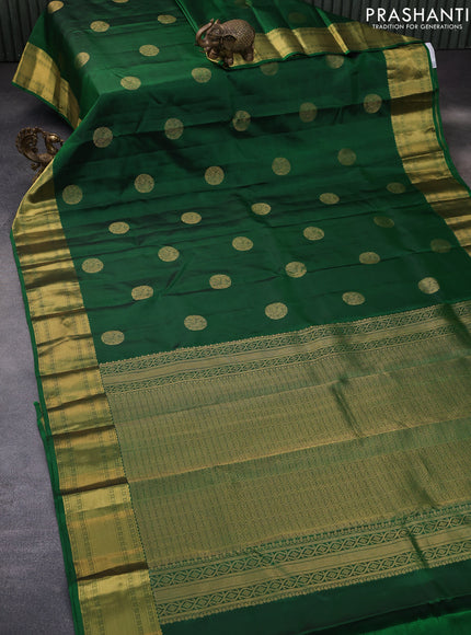 Pure kanchipuram silk saree green with zari woven buttas and zari woven border