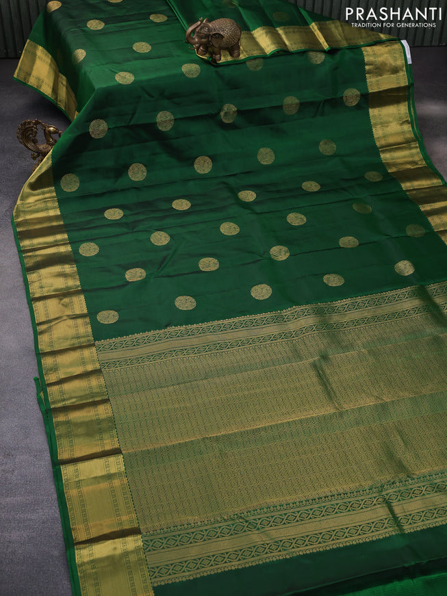 Pure kanchipuram silk saree green with zari woven buttas and zari woven border