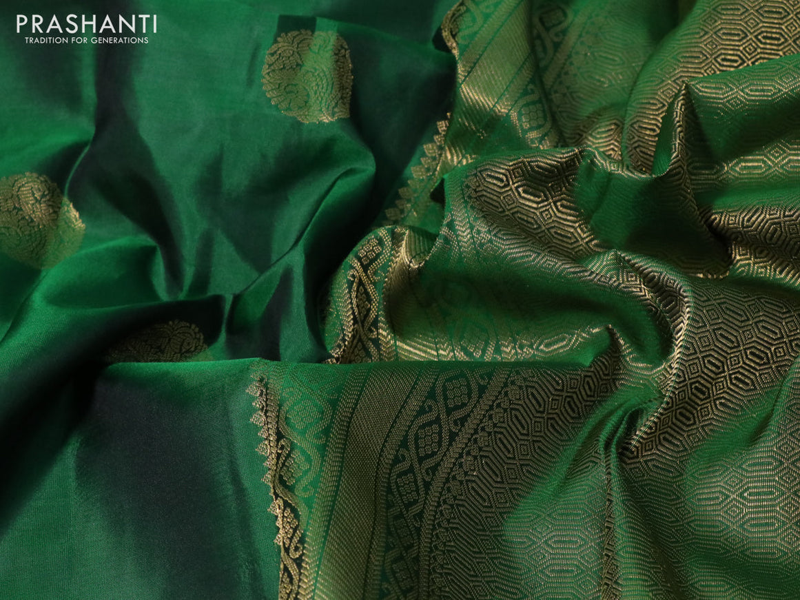 Pure kanchipuram silk saree green with zari woven buttas and zari woven border