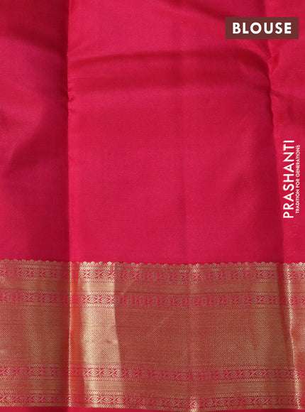 Pure kanchipuram silk saree teal blue and dual shade of pink with zari woven buttas and zari woven border