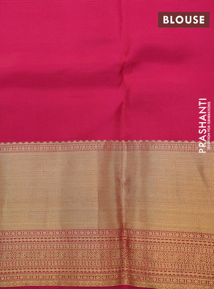 Pure kanchipuram silk saree mustard yellow and pink with allover zari checked pattern and zari woven border