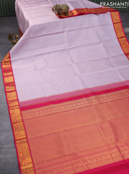 Pure kanchipuram silk saree pastel lavender and pink with allover zari weaves & buttas and zari woven korvai border