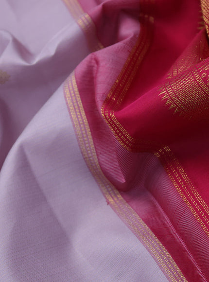 Pure kanchipuram silk saree pastel lavender and pink with allover zari weaves & buttas and zari woven korvai border