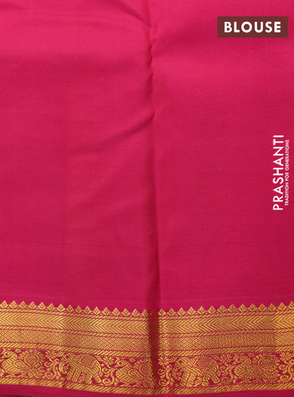 Pure kanchipuram silk saree yellow and pink with allover zari weaves & buttas and zari woven korvai border