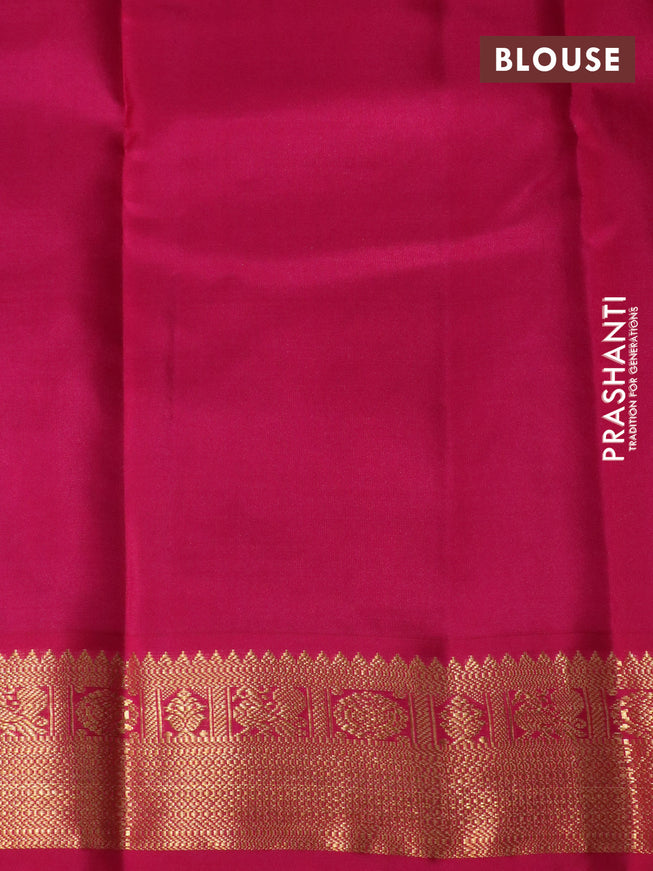 Pure kanchipuram silk saree blue and pink with zari woven buttas and zari woven korvai border