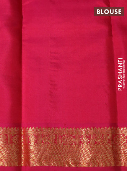 Pure kanchipuram silk saree peacock blue and pink with zari woven buttas and zari woven korvai border