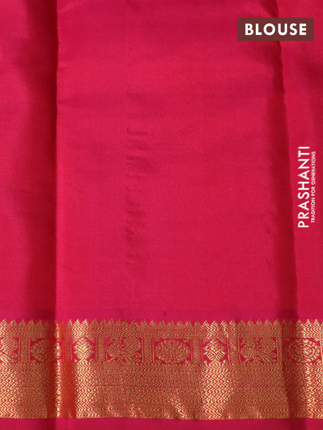 Pure kanchipuram silk saree peacock blue and pink with zari woven buttas and zari woven korvai border