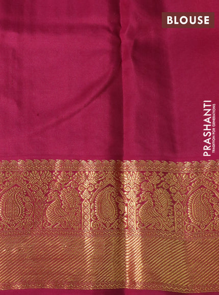 Pure kanchipuram silk saree green and magenta pink with allover zari woven 1000 buttas and rich zari woven korvai border