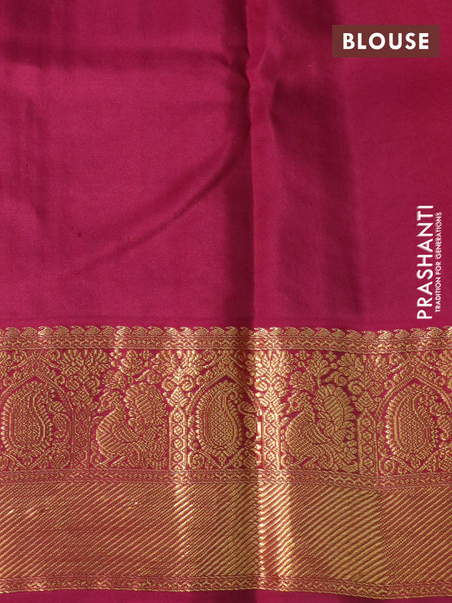 Pure kanchipuram silk saree green and magenta pink with allover zari woven 1000 buttas and rich zari woven korvai border