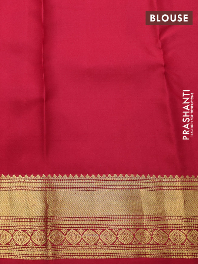 Pure kanchipuram silk saree peach shade and red with zari woven buttas and zari woven border