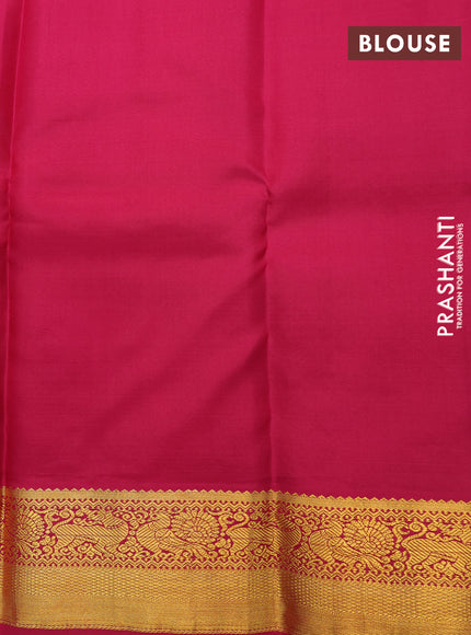 Pure kanchipuram silk saree cream and pink with allover self emboss & buttas and zari woven korvai border