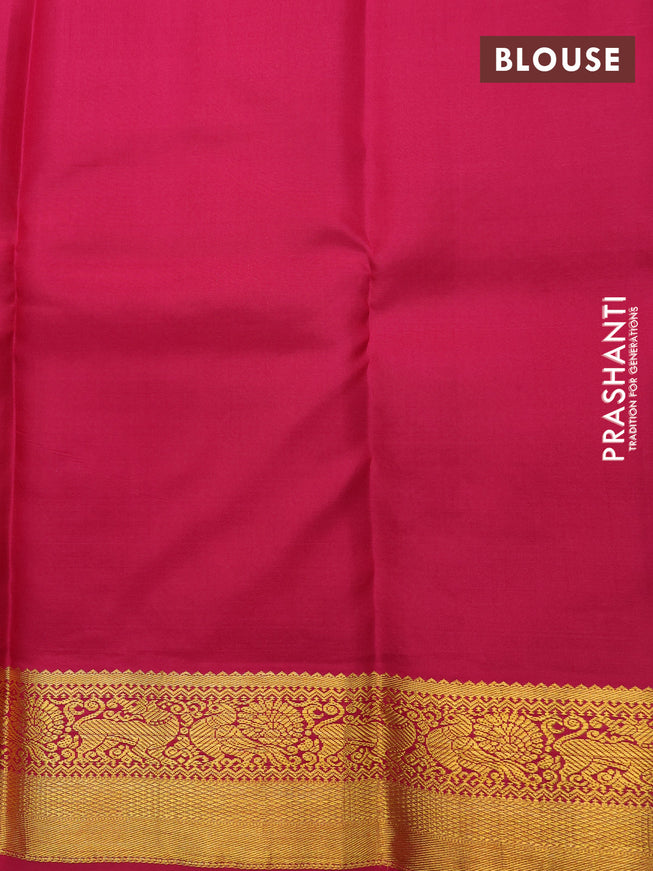 Pure kanchipuram silk saree cream and pink with allover self emboss & buttas and zari woven korvai border