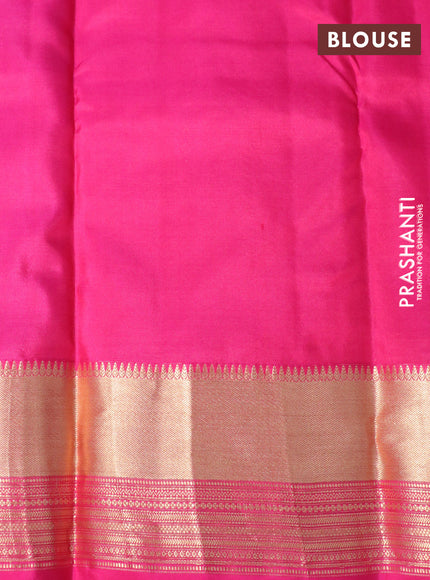 Pure kanchipuram silk saree royal blue and pink with zari woven buttas and zari woven border