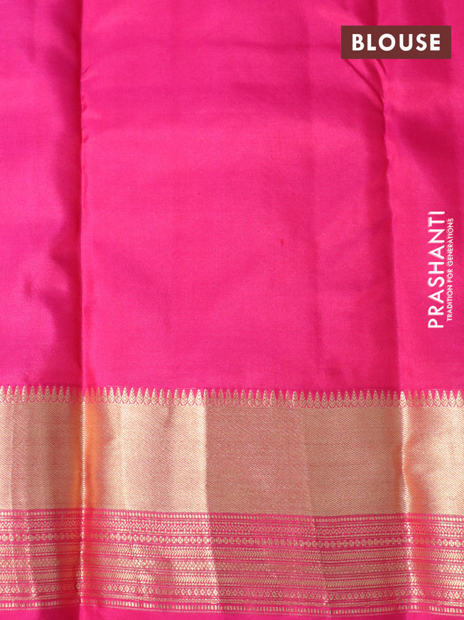 Pure kanchipuram silk saree royal blue and pink with zari woven buttas and zari woven border