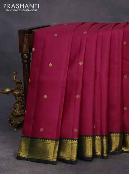 Pure kanchipuram silk saree pink and dark green with zari woven buttas and zari woven korvai border