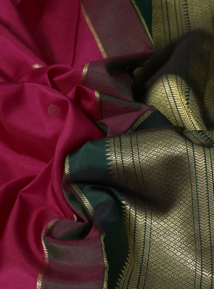 Pure kanchipuram silk saree pink and dark green with zari woven buttas and zari woven korvai border