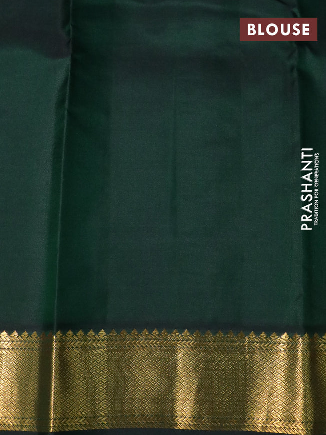 Pure kanchipuram silk saree pink and dark green with zari woven buttas and zari woven korvai border