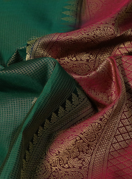 Pure kanchipuram silk saree green and maroon with allover zari weaves & buttas and zari woven border