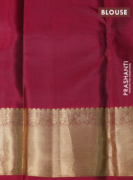 Pure kanchipuram silk saree green and maroon with allover zari weaves & buttas and zari woven border