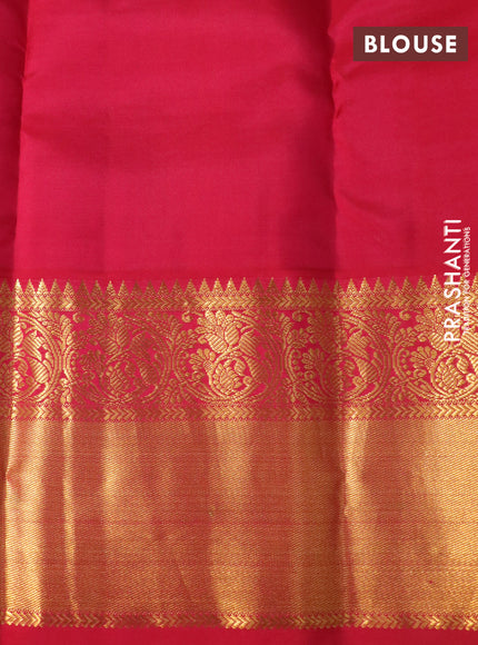 Pure kanchipuram silk saree off white and red with zari woven buttas and long zari woven korvai border