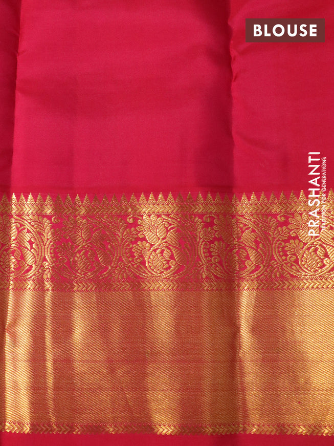 Pure kanchipuram silk saree off white and red with zari woven buttas and long zari woven korvai border