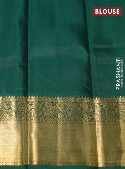 Pure kanchipuram silk saree pastel lavender shade and green with zari woven buttas and long zari woven korvai border