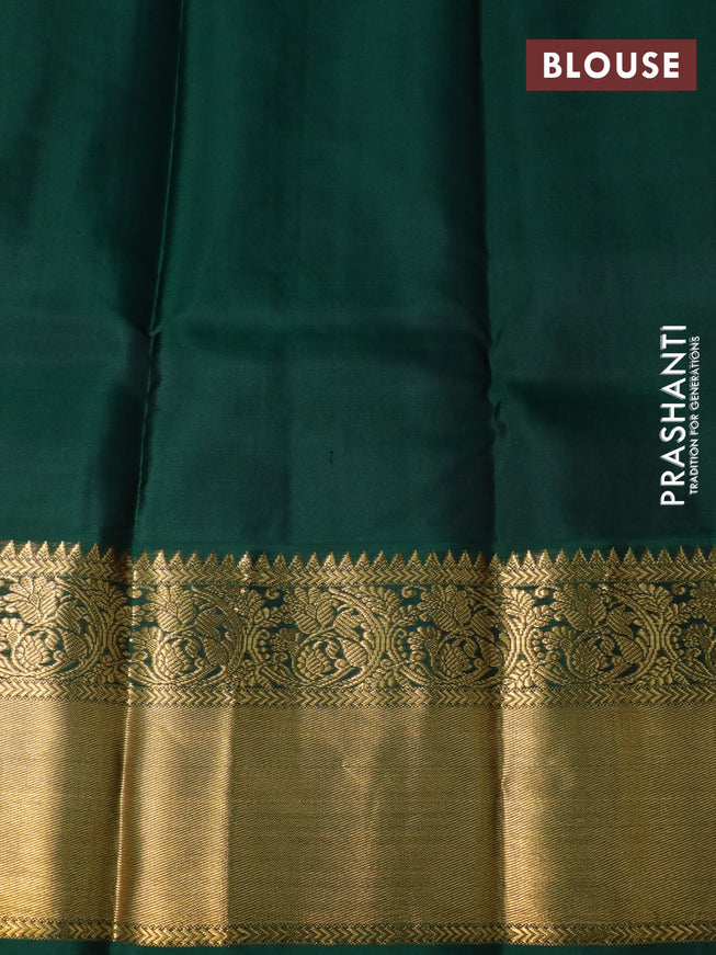 Pure kanchipuram silk saree pink and green with zari woven buttas and long zari woven korvai border